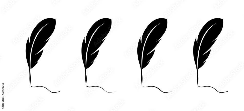 Pen for writing set icons. Silhouette style. Vector icons. Pen for writing set icons. Silhouette style. Vector icons.