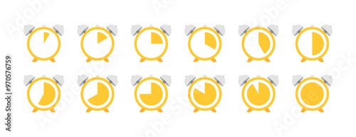 Clock set icons. Flat style. Vector icons.