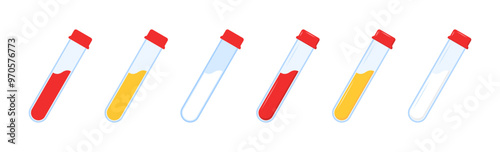 Analyses set icons. Vial icons. Flat style. Vector icons.