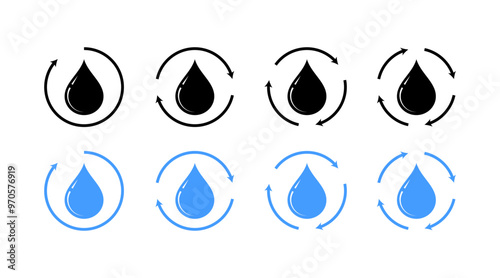 Water set icons. Flat and silhouette style. Vector icons.