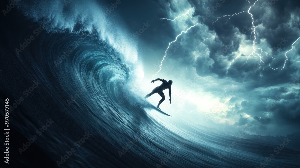 Futuristic Robot Conquers Thunderous Waves Futuristic Robot Conquers Thunderous Waves