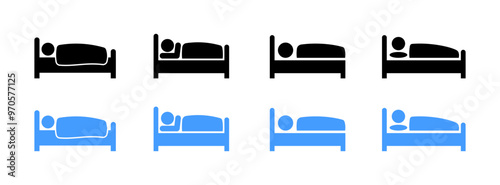 Sleep set icons. Flat and silhouette style. Vector icons.