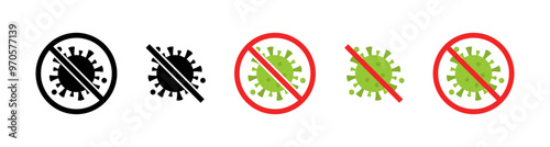 No bacteria set icons. Flat and silhouette style. Vector icons.