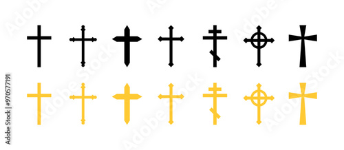 Cross set icons. Flat and silhouette style. Vector icons.