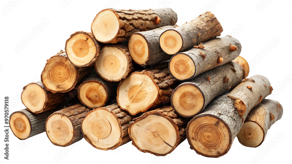 Pile of Cut Logs on White Background .AI GENERATED Pile of Cut Logs on White Background .AI GENERATED