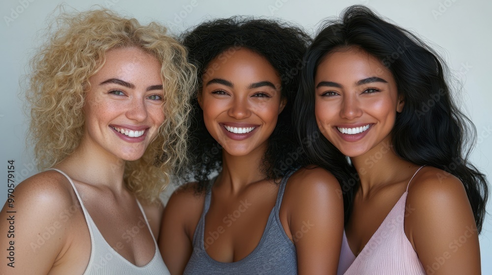 The Smiling Diverse Friendship Trio The Smiling Diverse Friendship Trio