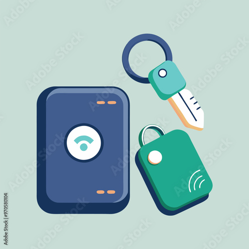 Adobe Illustrator Artwork Square Bluetooth tracker that helps people keep track of their belongings.