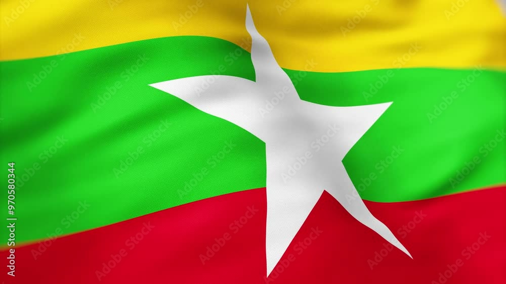 Myanmar Flag waving independence day Myanmar Flag waving independence day