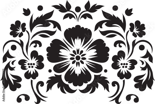 decorative floral silhouette black 2d flat ornament flowers stencil sublimation vector illustration design