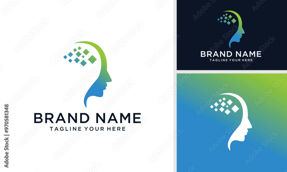 creative idea brain logo icon design for human mind, Digital Abstract human head logo, Head Tech Brain Artificial Intelligence vector logo illustration creative idea brain logo icon design for human mind, Digital Abstract human head logo, Head Tech Brain Artificial Intelligence vector logo illustration