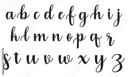 Handwritten modern brush calligraphy Alphabet isolated on white and black background. Vector illustration. EPS 10