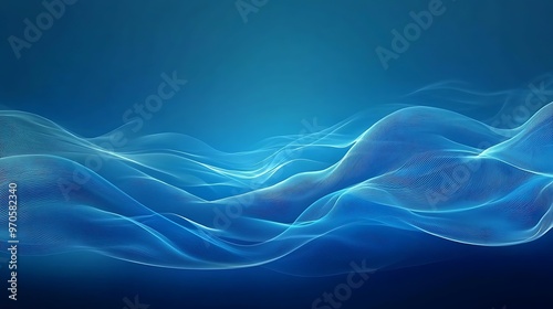 Abstract Blue Wavy Lines and Gradient Background