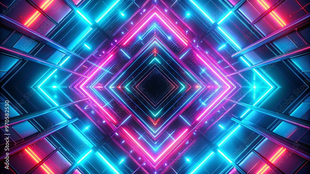 Futuristic geometric pattern with luminous neon colors Futuristic geometric pattern with luminous neon colors