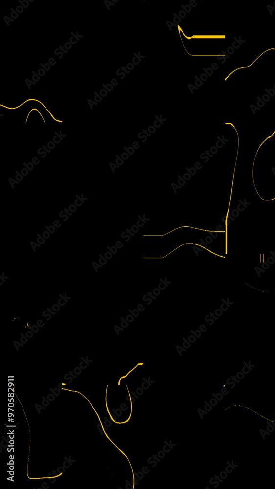 Yellow golden lines making random objects for vertical videos
