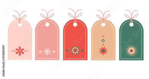 set of bright New Year labels for gifts or discounts on a white background. vector illustration.