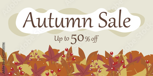 秋の紅葉のオータムセール広告デザイン