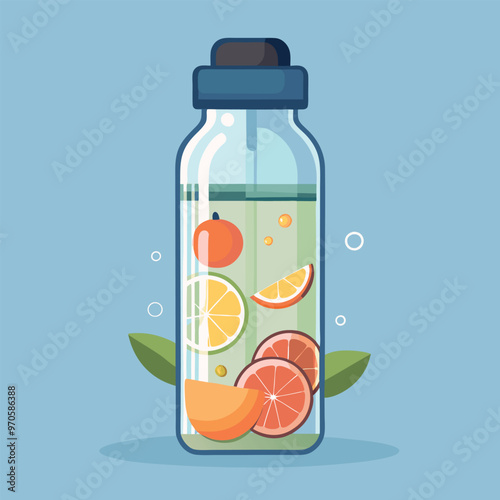 Adobe Illustrator Artwork water bottle that includes a fruit infuser insert.