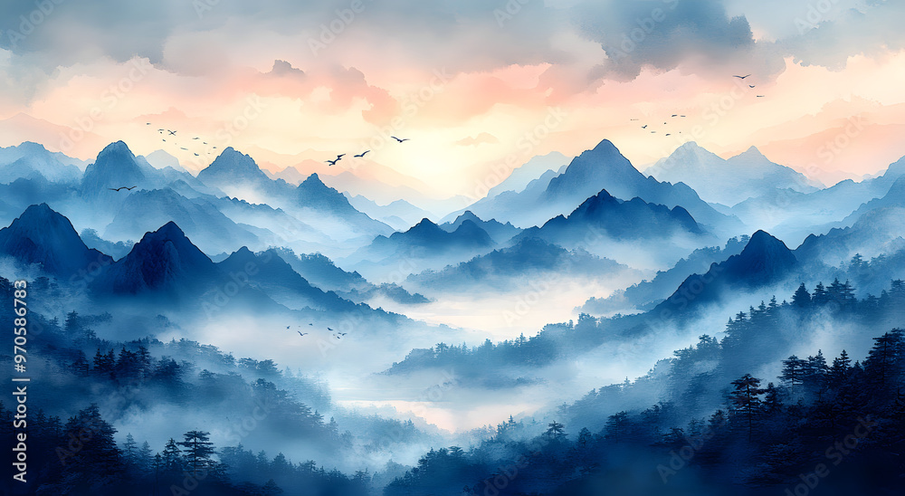 “Abstract Landscape with Flying Birds - Watercolor Painting”
“Abstract Landscape with Flying Birds - Watercolor Painting”