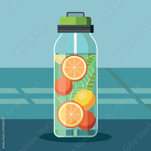 Adobe Illustrator Artwork water bottle that includes a fruit infuser insert.