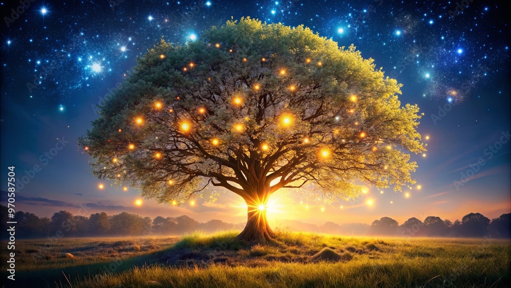 Enchanting image of a magical tree glowing with light Enchanting image of a magical tree glowing with light