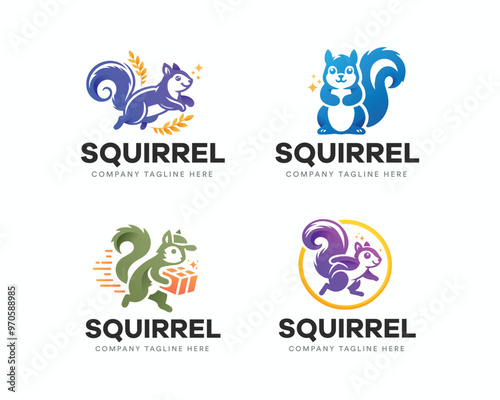 Set colorful gradient Squirrel logo template for business company