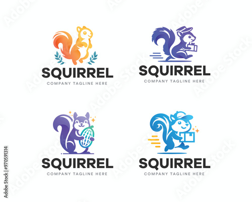Set colorful gradient Squirrel logo template for business company