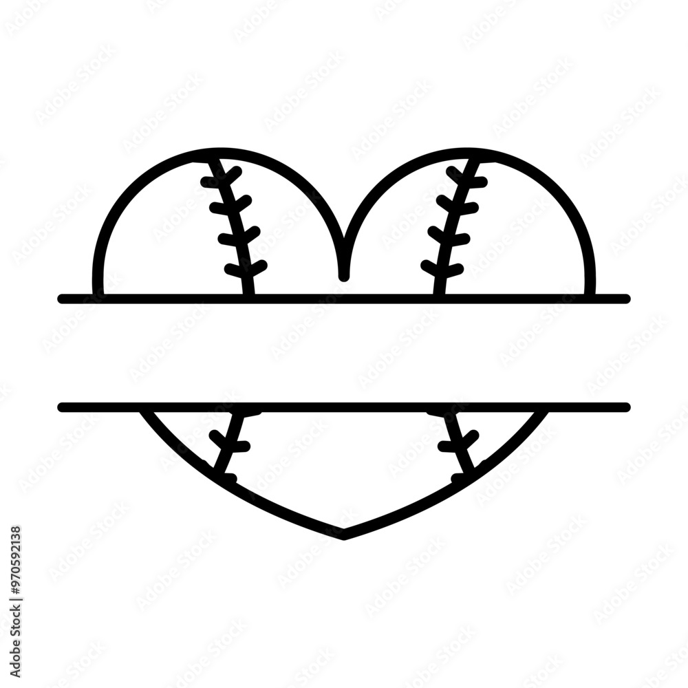 Split Baseball Heart Split Baseball Heart