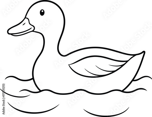 Clean duck logo icon line art vector illustration with a modern twist
