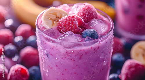 “Vibrant and Colorful Smoothie Made with Blueberries and Strawberries” 