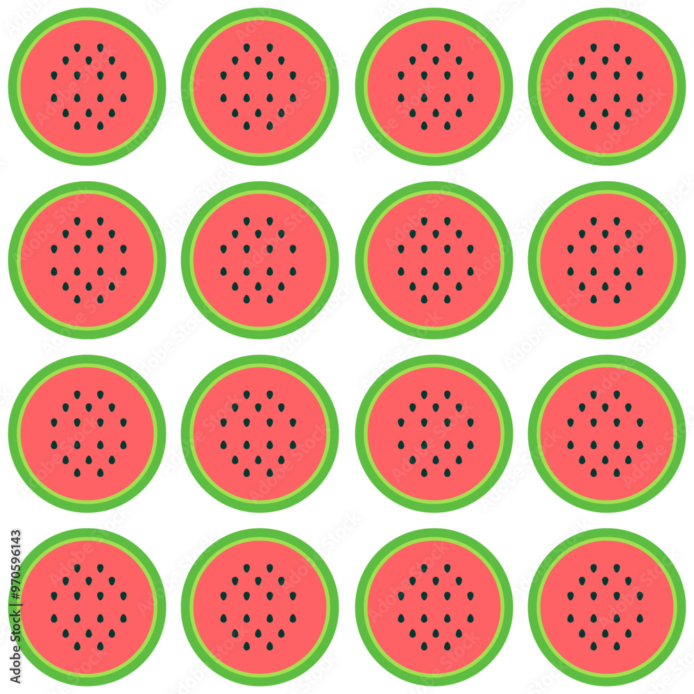 watermelon pattern in flat style on white background watermelon pattern in flat style on white background