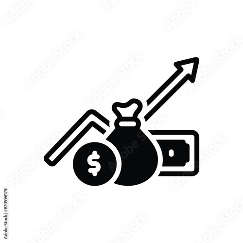 Black solid icon for economy