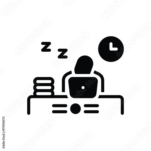 Black solid icon for overtime