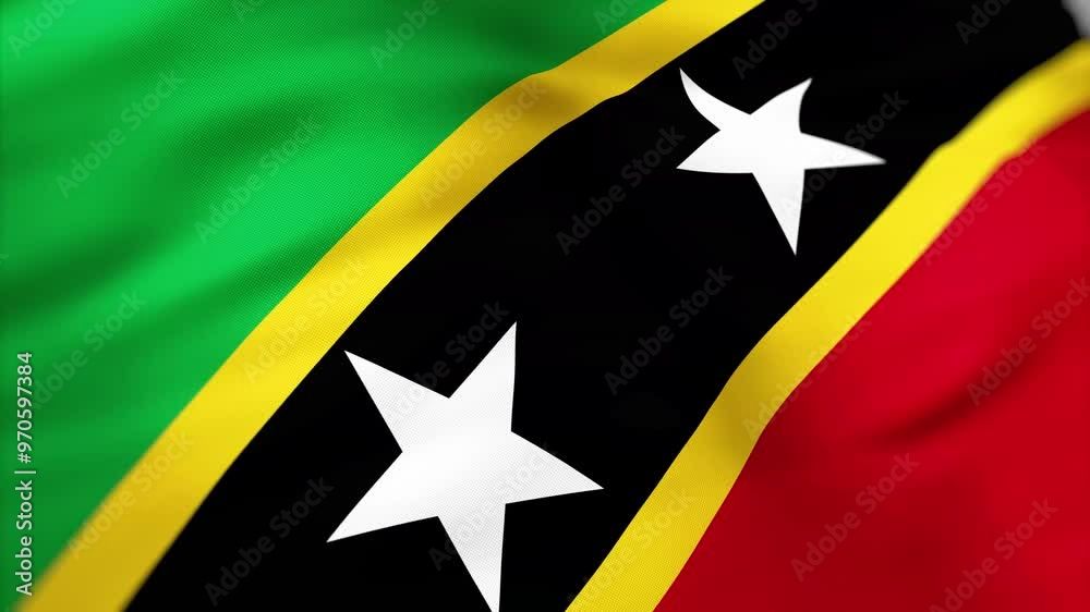 Saint Kitts Nevis Flag waving 4k independence day