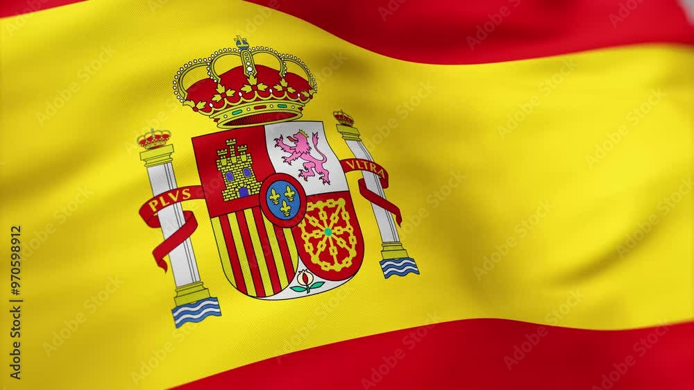Spain Flag waving 4k independence day