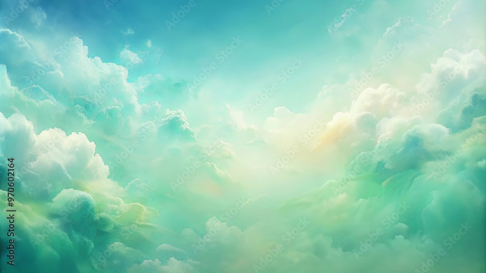 Calm background in pastel green and blue with wispy cloud textures Calm background in pastel green and blue with wispy cloud textures