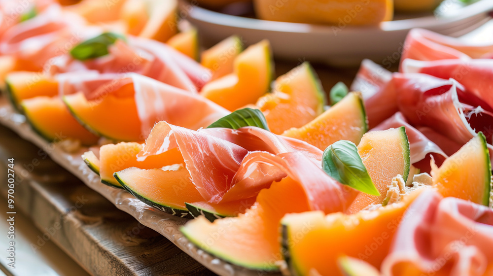 Sliced Melon with Prosciutto and Basil Sliced Melon with Prosciutto and Basil
