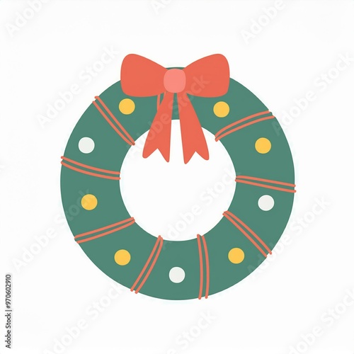 Christmas wreath illustration isolated on white