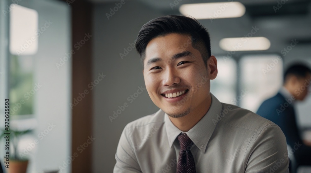 Happy young Asian Man in the meeting room in the office Happy young Asian Man in the meeting room in the office