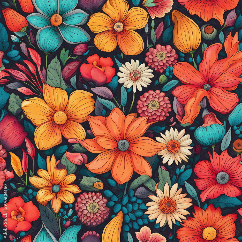 colorful flower illustration background colorful flower illustration background