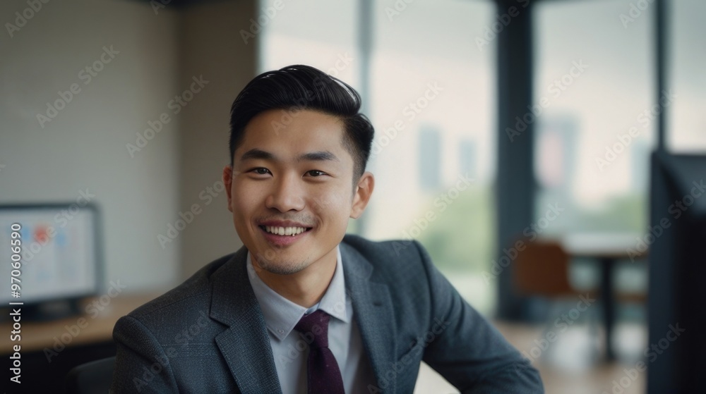 Happy young Asian Man in the meeting room in the office Happy young Asian Man in the meeting room in the office