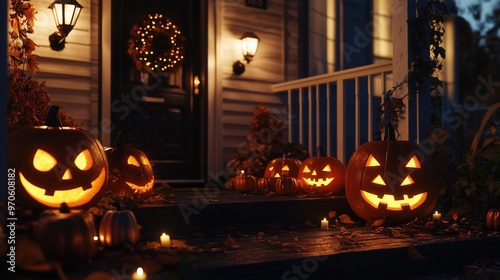 halloween pumpkin on a house Halloween themed decorations