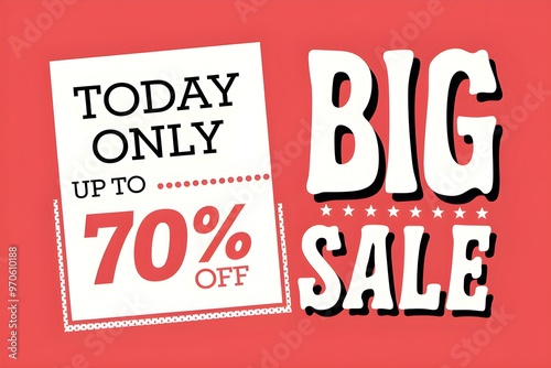 Red background with TODAY ONLY BIG SALE text and dotted grid for promotion