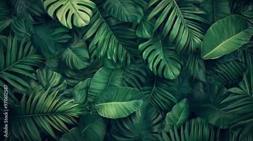 Wallpaper Mural Tropical green leaves nice background Torontodigital.ca