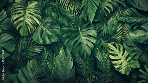Wallpaper Mural Tropical green leaves nice background Torontodigital.ca