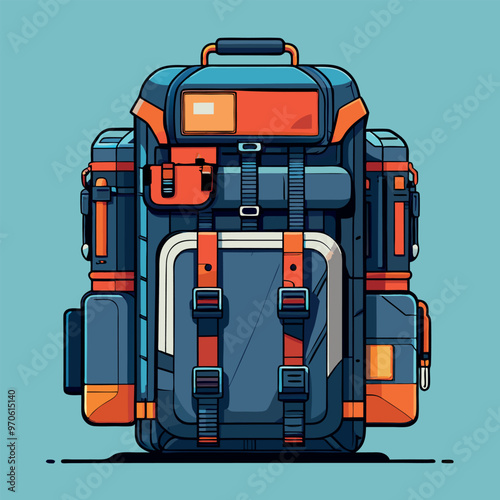 Illustrate a modular backpack that can be customized with different compartments and pouches.
