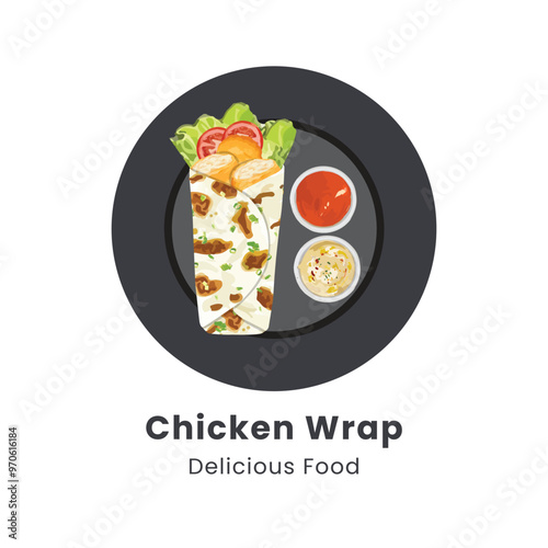 Hand drawn vector illustration of Chicken Wrap