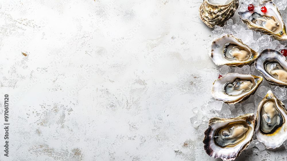 Naklejka premium Oysters, with empty copy space