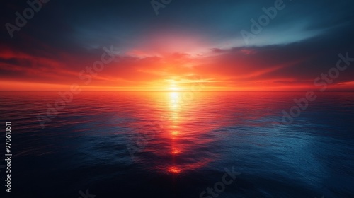 夕日に染まる海