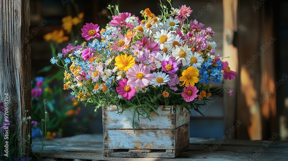 Fototapeta premium Summer Wildflowers in Box.