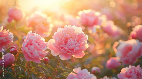 Pink Peonies Sunset Glow.